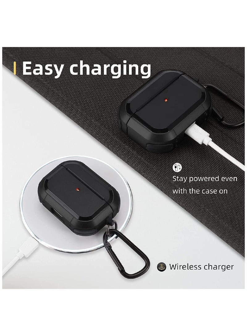 MOBM AirPods Pro Case with Carabiner Shockproof Protective Cover Black - Image 5